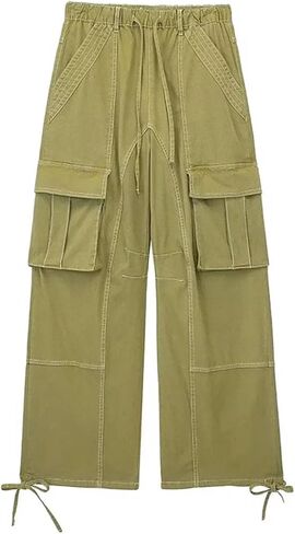 Women's Multi-Pocket High Waist Drawstring Loose Wide-Leg Pants in Saudi Arabia