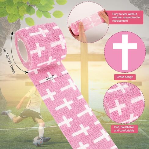 Geiserailie 12 Pack Christian Athletic Tapes 2 Inch × 5 ياردة ضمادات لاصقة من اللمسات الرياضية لفائف مرنة للتنفس ضمادة غير منسوجة للمعصم ، الكاحل ، كرة القدم للبيسبول (أسود) in Kuwait