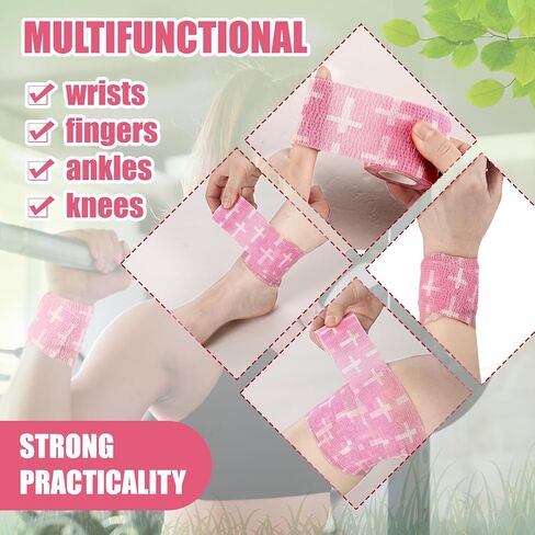 Geiserailie 12 Pack Christian Athletic Tapes 2 Inch × 5 ياردة ضمادات لاصقة من اللمسات الرياضية لفائف مرنة للتنفس ضمادة غير منسوجة للمعصم ، الكاحل ، كرة القدم للبيسبول (أسود) in Kuwait