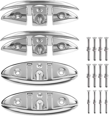 Boat Cleat, Folding Dock Cleats Marine Grade 316 Stainless Steel Flip Up Dock Rope Cleat for Boat Kayak Docking and Mooring with Fastener in Saudi Arabia