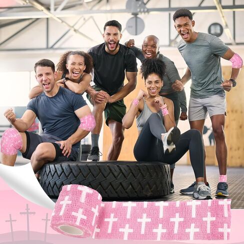 Geiserailie 12 Pack Christian Athletic Tapes 2 Inch × 5 ياردة ضمادات لاصقة من اللمسات الرياضية لفائف مرنة للتنفس ضمادة غير منسوجة للمعصم ، الكاحل ، كرة القدم للبيسبول (أسود) in Kuwait