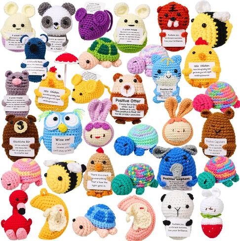 36 Pcs Positive Fruits Vegetables Crochet Emotional Dolls Bulk Support Knitted Crochet Encouragement Emotional Gifts with Positive Words for Friends Coworker Decorations for Home Office in Saudi Arabia