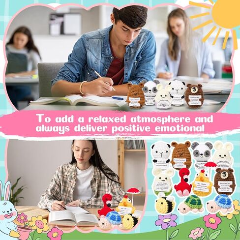 36 Pcs Positive Fruits Vegetables Crochet Emotional Dolls Bulk Support Knitted Crochet Encouragement Emotional Gifts with Positive Words for Friends Coworker Decorations for Home Office in Saudi Arabia