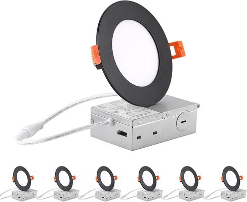 Zyc 4 بوصة LED LED الإضاءة المريحة-9W مصابيح سقف LED رقيقة ، 2700-5000K قابلة للاختيار ، 5CCT DIMMANT WEFRIGHT DOWFRIGHT ، 800LM BRANDINGE ، DIMMABLE CAN LIGHTS ، حزمة من 24 أسود. in Saudi Arabia