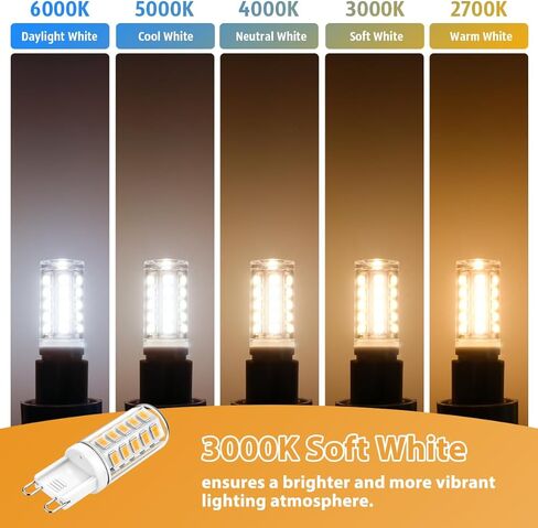 G9 LED Bulb 4W ، 40W مكافئ الهالوجين ، غير قابل للاحتفال ، 450 لتر ، 4000 كيلو بايت بيضاء محايدة ، وميض بزاوية 360 درجة لتوفير الطاقة ، لا وميض ، 120 فولت ، إضاءة الثريا ، قاعدة السيراميك (6 حزمة) in Kuwait