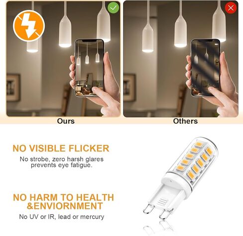 G9 LED Bulb 4W ، 40W مكافئ الهالوجين ، غير قابل للاحتفال ، 450 لتر ، 4000 كيلو بايت بيضاء محايدة ، وميض بزاوية 360 درجة لتوفير الطاقة ، لا وميض ، 120 فولت ، إضاءة الثريا ، قاعدة السيراميك (6 حزمة) in Kuwait