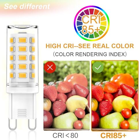 G9 LED Bulb 4W ، 40W مكافئ الهالوجين ، غير قابل للاحتفال ، 450 لتر ، 4000 كيلو بايت بيضاء محايدة ، وميض بزاوية 360 درجة لتوفير الطاقة ، لا وميض ، 120 فولت ، إضاءة الثريا ، قاعدة السيراميك (6 حزمة) in Kuwait