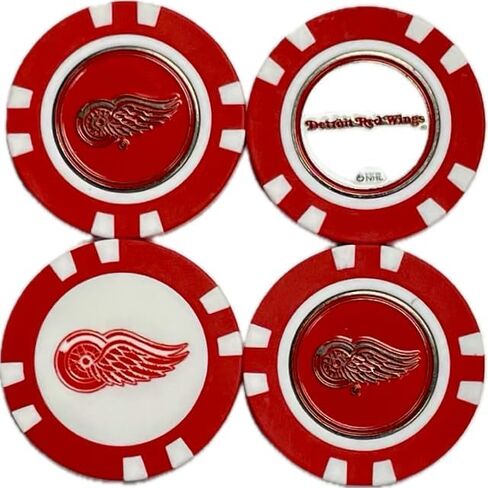 NHL Detroit Red Wings Golf Poker Chips with Removable Magnetic Double-Sided Ball Markers (4PK) in Saudi Arabia