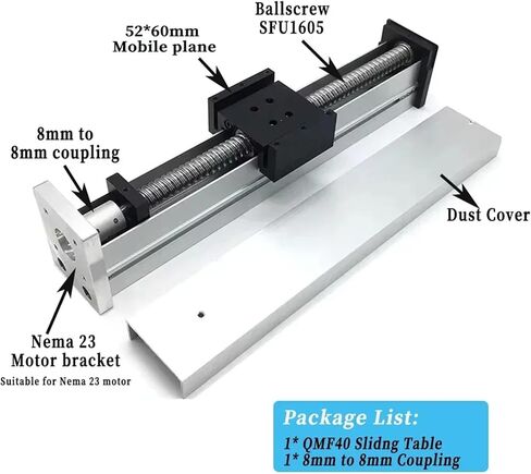 دليل الغبار خطية مرحلة غلاف خطية مغلقة SFU1605 كرات XYZ AXIS CNC خطي NEMA23 57 مجموعة المحرك (محرك 3NM محرك) in Kuwait