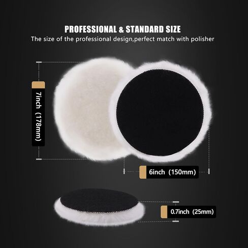 Wool Buffing Polishing Pad, SPTA 3 Inch (75mm) Lambwool Wool Buffing polishing Pads With Pad Clean Tool, 6 Pcs Kit with Hook & Loop 5/8"-11 Thread Drill Adapter for Car Polishing and Buffing QA0798SET in Saudi Arabia