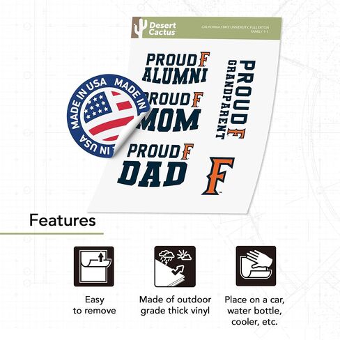 Desert Cactus Cal State University California Titans F Sticker Vinyl Secal Laptop Water Bottle Scrapbook (Family Full Sheet) in Kuwait