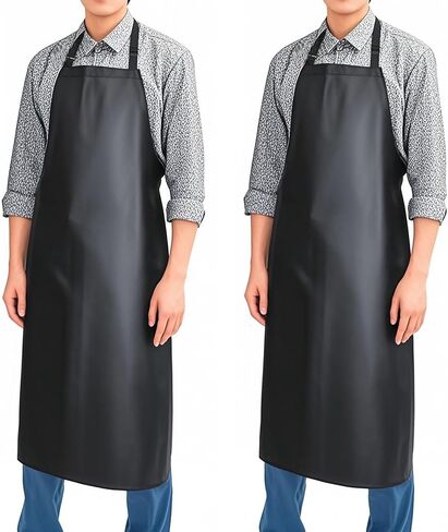 2-piece waterproof rubber vinyl apron 40 inch for dishwasher lab butcher cooking kitchen black men/women chef apron heavy duty chemical work extra long grill with adjustable bib in Saudi Arabia