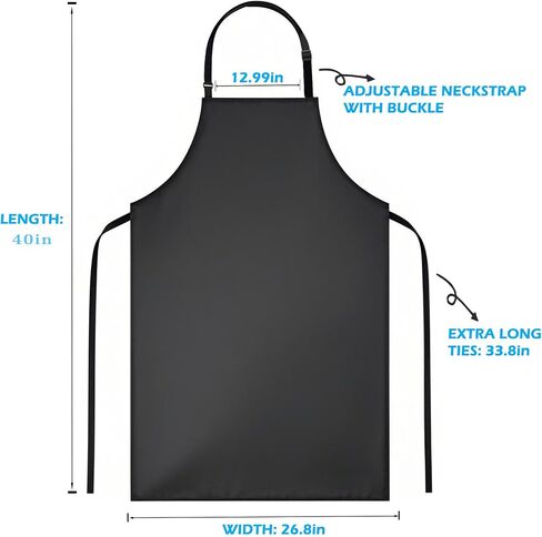 2-piece waterproof rubber vinyl apron 40 inch for dishwasher lab butcher cooking kitchen black men/women chef apron heavy duty chemical work extra long grill with adjustable bib in Saudi Arabia
