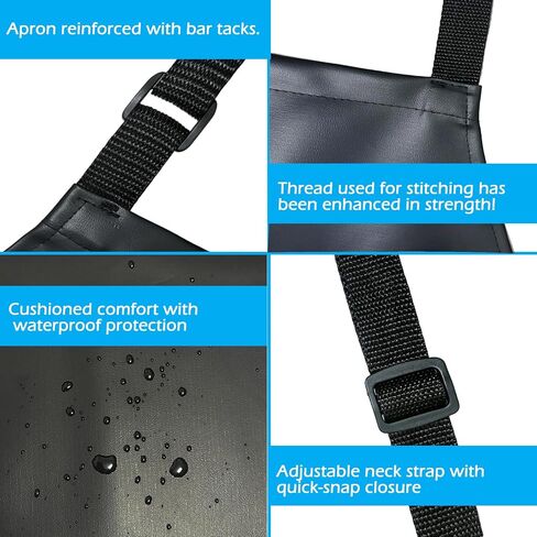 2-piece waterproof rubber vinyl apron 40 inch for dishwasher lab butcher cooking kitchen black men/women chef apron heavy duty chemical work extra long grill with adjustable bib in Saudi Arabia