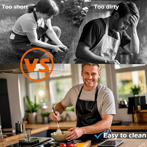 2-piece waterproof rubber vinyl apron 40 inch for dishwasher lab butcher cooking kitchen black men/women chef apron heavy duty chemical work extra long grill with adjustable bib in Saudi Arabia