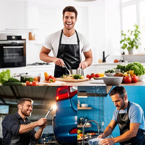 2-piece waterproof rubber vinyl apron 40 inch for dishwasher lab butcher cooking kitchen black men/women chef apron heavy duty chemical work extra long grill with adjustable bib in Saudi Arabia
