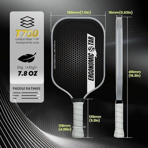 Pickleball Paddles Set,T700 Carbon Fiber Light Weight 16MM Pickleball Rackets with Balls and Grip Tapes Bag for Beginner to Advanced Elite Series in Saudi Arabia