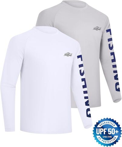 2 عبوة قمصان الصيد للرجال طويلة الأكمام UPF 50+ قميص حماية من أشعة الشمس رطوبة الفتان تي شيرت تي شيرت in Kuwait