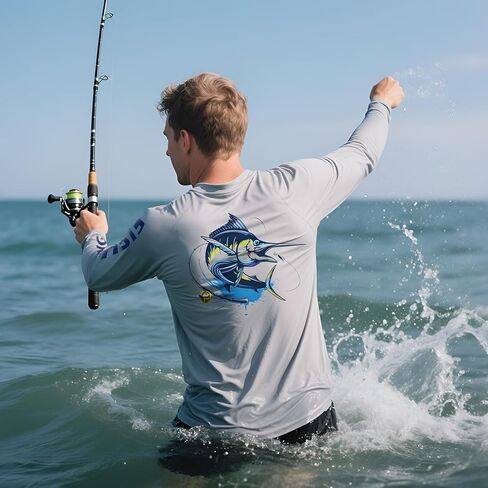 2 عبوة قمصان الصيد للرجال طويلة الأكمام UPF 50+ قميص حماية من أشعة الشمس رطوبة الفتان تي شيرت تي شيرت in Kuwait