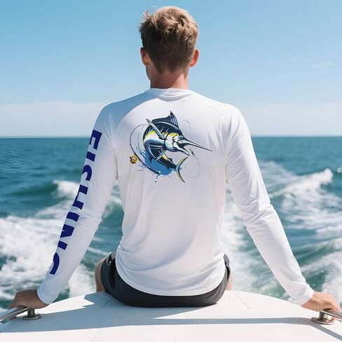 2 عبوة قمصان الصيد للرجال طويلة الأكمام UPF 50+ قميص حماية من أشعة الشمس رطوبة الفتان تي شيرت تي شيرت in Kuwait