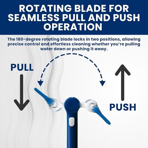 Extendable Shower Squeegee with 180-Degree Rotating Blade for Push/Pull Use – Ergonomic Cleaning Tool for Showers, Glass Doors, and Windows – 16'' to 28'' Handle for Strain-Free Cleaning in Kuwait