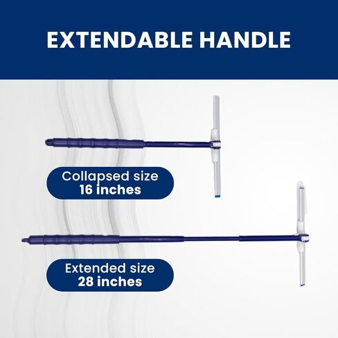 Extendable Shower Squeegee with 180-Degree Rotating Blade for Push/Pull Use – Ergonomic Cleaning Tool for Showers, Glass Doors, and Windows – 16'' to 28'' Handle for Strain-Free Cleaning in Kuwait