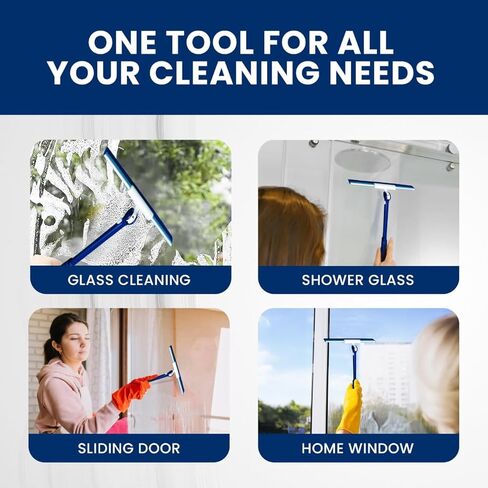 Extendable Shower Squeegee with 180-Degree Rotating Blade for Push/Pull Use – Ergonomic Cleaning Tool for Showers, Glass Doors, and Windows – 16'' to 28'' Handle for Strain-Free Cleaning in Kuwait