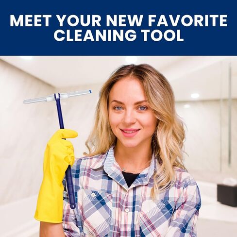Extendable Shower Squeegee with 180-Degree Rotating Blade for Push/Pull Use – Ergonomic Cleaning Tool for Showers, Glass Doors, and Windows – 16'' to 28'' Handle for Strain-Free Cleaning in Kuwait
