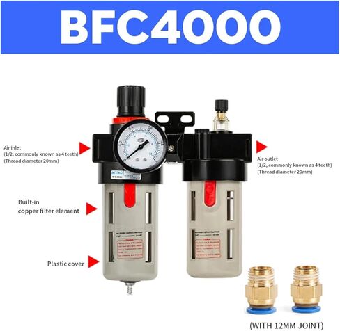 BFC-2000 BFC-3000 BFC-4000 وحدة معالجة مصدر الهواء الهوائية W Gauge Filter Filter Pneumatic Pressure Valve (BFC3000 PC10) in Saudi Arabia