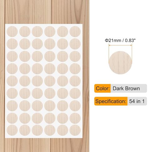HARFINGTON 2 Sheets Screw Hole Covers Stickers 21mm 54 in 1 Self Adhesive Screw Covers Caps Waterproof Dustproof Sticker PVC for Wall Cabinets Desk Screws Furniture Repairing, Dark Brown in Saudi Arabia