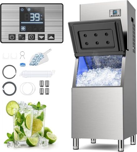 Commercial Ice Maker Machine, 680 LBS/24h with 400 LBS Storage Bin, 210 Ice Cubes Ready in 5-15 min, Self Cleaning Stainless Steel Industrial Ice Maker for Bar Restaurant Cafe in Saudi Arabia