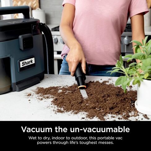 Shark VS105QBI Messmaster Portable Dry Dry Vacuum ، Small Shop VAC ، سعة جالون 1 ، سلك ، مثالي للحيوانات الأليفة والسيارات ، أي شيء من التكنولوجيا ، التنظيف الذاتي ، من أجل الفوضى الرطبة والجافة الصعبة ، القزحية الزرقاء (المتجددة) in Kuwait