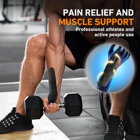 12 Count Kinesiology Tape for Thumb ، شريط إبهام Ktquick المقاوم للماء مسبقًا لتخفيف آلام الإبهام المسبق ، شريط قطني أصلي ، شريط إبهام متين للرياضة والدعم طويل الأمد (أسود) in Kuwait