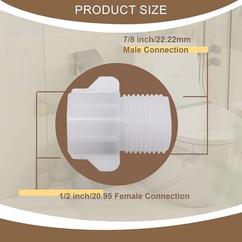 محول صمام تعبئة المرحاض ، 1/2 بوصة أنبوب من 7/8 بوصة من الذكور المناسب مع شاشة مرشح مدمجة ، موصل خرطوم البديه البلاستيكي ABS لاستبدال مدخل المياه WC (حزمة واحدة) in Kuwait