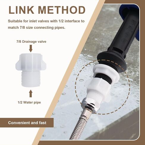 محول صمام تعبئة المرحاض ، 1/2 بوصة أنبوب من 7/8 بوصة من الذكور المناسب مع شاشة مرشح مدمجة ، موصل خرطوم البديه البلاستيكي ABS لاستبدال مدخل المياه WC (حزمة واحدة) in Kuwait