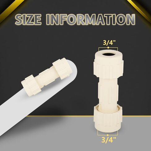 5 حزمة Foskan CPVC اقتران ضغط 3/4 "， موصل مع حشية المطاط ، لا يوجد خيط أو لحام مطلوب ، مثالية لإصلاح الأنابيب أو ترقيات السباكة CPVC in Kuwait