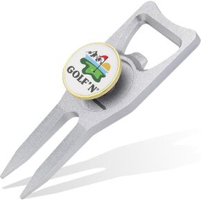 Golf'N Aluminum Golf Ball Marker Divot Repair Tool - Magnetic Ball Marker, Groove Cleaner & Bottle Opener - Essential Golf Divot Tool for Golfers, Sleek Design in Saudi Arabia