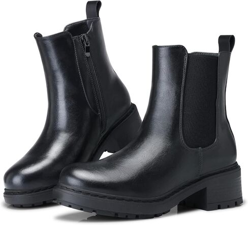 Women's Chelsea Boots Ankle: Slip on Chunky Heel Platform Booties | Side Zipper, Lug Sole Fashion Ankle Boots for Fall 2026, Casual Comfortable Chelsea Boots Shoes Size 6-11 in Saudi Arabia