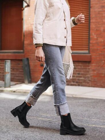 Women's Chelsea Boots Ankle: Slip on Chunky Heel Platform Booties | Side Zipper, Lug Sole Fashion Ankle Boots for Fall 2026, Casual Comfortable Chelsea Boots Shoes Size 6-11 in Saudi Arabia