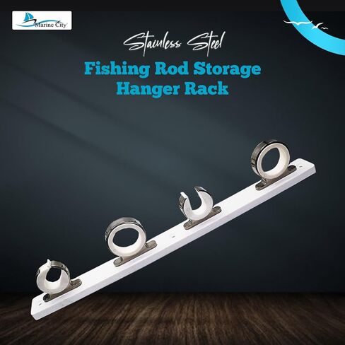 MARINE CITY Aluminum White Powder Coating Fishing Rod Storage Hanger Rack 4-Rod Reel White Poly Board for Boats – Vans – Cars – Marines (Pack of 1) in Kuwait
