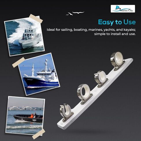 MARINE CITY Aluminum White Powder Coating Fishing Rod Storage Hanger Rack 4-Rod Reel White Poly Board for Boats – Vans – Cars – Marines (Pack of 1) in Kuwait