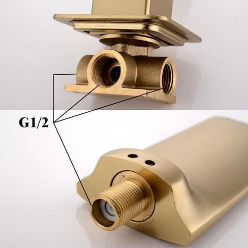 RANDOM Wall Mount Waterfall Bathroom Faucet Gold Faucets for Bathroom Vanity Split Brass Single Handle Bathroom Sink Faucet.68008-2BG in Kuwait