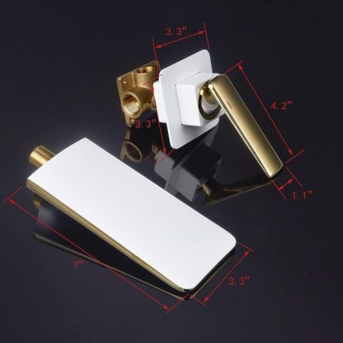 RANDOM Wall Mount Waterfall Bathroom Faucet Gold Faucets for Bathroom Vanity Split Brass Single Handle Bathroom Sink Faucet.68008-2BG in Kuwait