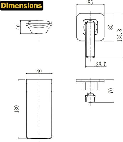 RANDOM Wall Mount Waterfall Bathroom Faucet Gold Faucets for Bathroom Vanity Split Brass Single Handle Bathroom Sink Faucet.68008-2BG in Kuwait