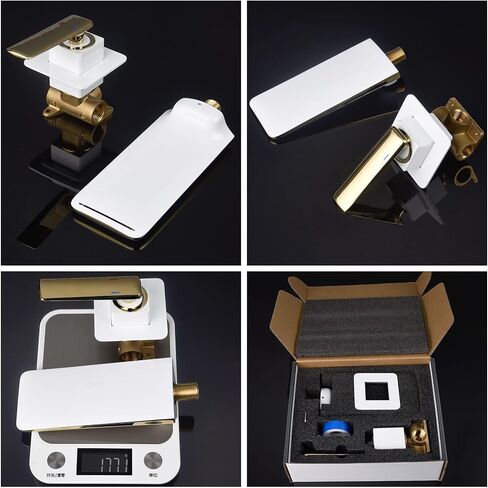 RANDOM Wall Mount Waterfall Bathroom Faucet Gold Faucets for Bathroom Vanity Split Brass Single Handle Bathroom Sink Faucet.68008-2BG in Kuwait