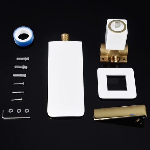 RANDOM Wall Mount Waterfall Bathroom Faucet Gold Faucets for Bathroom Vanity Split Brass Single Handle Bathroom Sink Faucet.68008-2BG in Kuwait