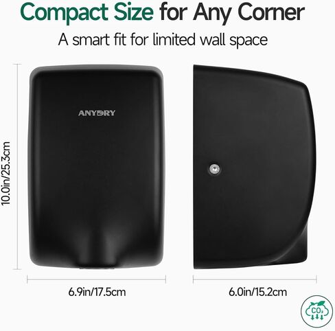 Compact Hand Dryer, High-Speed 1350W Airflow, Polished Stainless Steel Finish, Space-Saving for Commercial & Home Use, Model 2803Y in Saudi Arabia