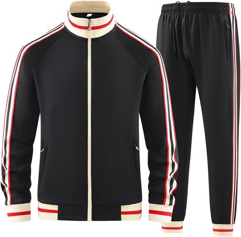 Men Tracksuits 2 Piece Outfits Long Sleeve Full Zip Sports Set Stand Up Collar Jackets and Pants Running Sweatsuit in Saudi Arabia