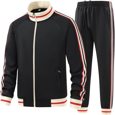 Men Tracksuits 2 Piece Outfits Long Sleeve Full Zip Sports Set Stand Up Collar Jackets and Pants Running Sweatsuit in Saudi Arabia