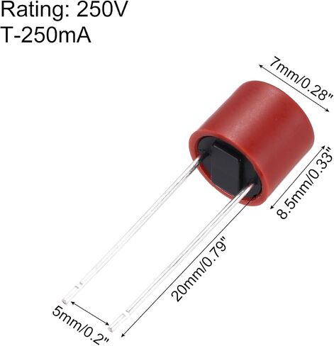 UXCELL 10SET CALINEDRICAL DIP MINITARE MINITURE ROUND SLEAL Blow Micro Fuse مع حامل الصمامات للأجزاء الإلكترونية PCB LCD ، T-4A 4A 250V ، RED in Kuwait